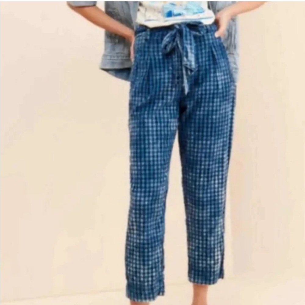 Maeve for Anthropologie Gingham tie pants in size 14